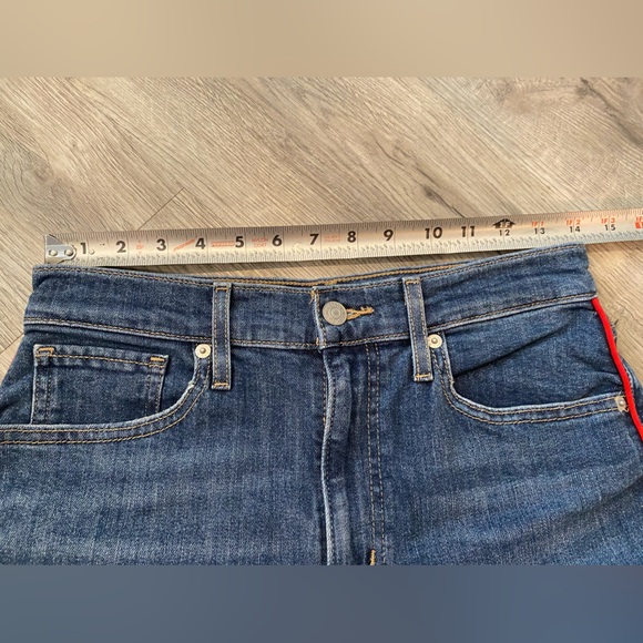 Levis Mile High Shorts Womens 27 Blue Wide Leg Denim Red Stitching Cutoff Summer - Picture 4 of 6